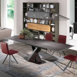 Victory Table design en céramique avec allonges pied central en V