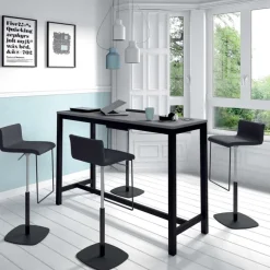 Vienna Table haute de cuisine hauteur 110 cm en stratifié et métal