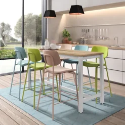 Vienna Table haute de cuisine hauteur 90 cm en stratifié et métal