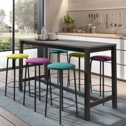 Vienna Table haute de cuisine hauteur 90 cm en stratifié et métal