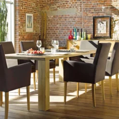 Vigo Mobitec® Fauteuil de salon en bois et tissu