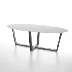 Viktor Table design en verre ovale avec pieds en métal modernes