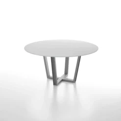Viktor Table design ronde en verre avec pieds géométriques métalliques