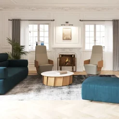 Volute Table basse ronde en bois et céramique