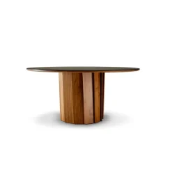 Volute Table ronde en bois et céramique design