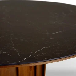 Volute Table ronde en bois et céramique design