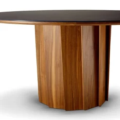 Volute Table ronde en bois et céramique design