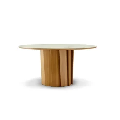 Volute Table ronde en bois et céramique design
