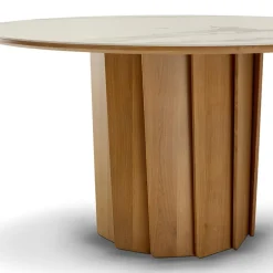 Volute Table ronde en bois et céramique design