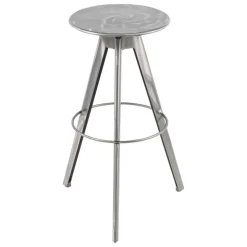 Vérone Carrier® Tabouret de bar industriel pivotant sans dossier en métal brossé