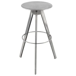 Vérone Carrier® Tabouret de bar industriel pivotant sans dossier en métal brossé