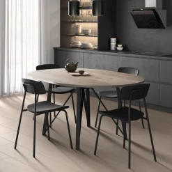 Wacko 2.0 Table ronde moderne extensible à pieds métalliques