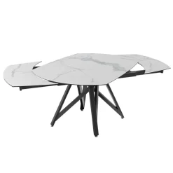 WarholTable moderne en céramique extensible avec pied central design en métal noir