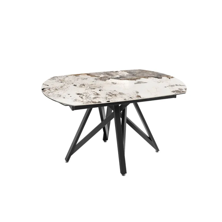 WarholTable moderne en céramique extensible avec pied central design en métal noir