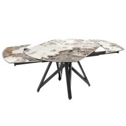 WarholTable moderne en céramique extensible avec pied central design en métal noir