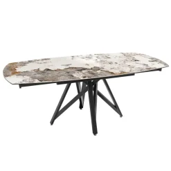 WarholTable moderne en céramique extensible avec pied central design en métal noir