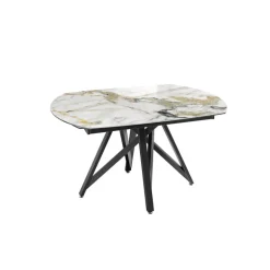 WarholTable moderne en céramique extensible avec pied central design en métal noir