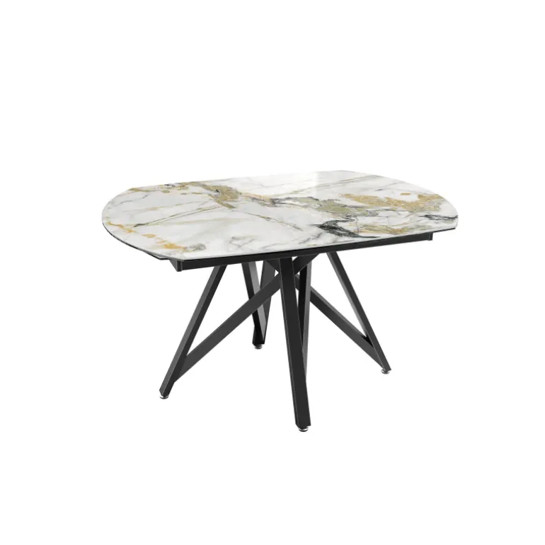 WarholTable moderne en céramique extensible avec pied central design en métal noir