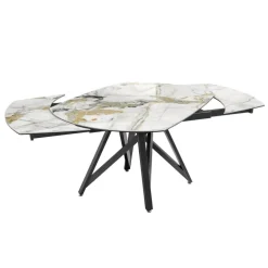 WarholTable moderne en céramique extensible avec pied central design en métal noir