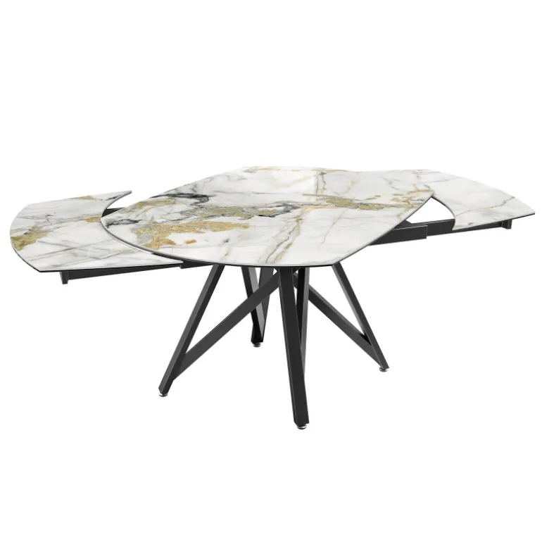 WarholTable moderne en céramique extensible avec pied central design en métal noir