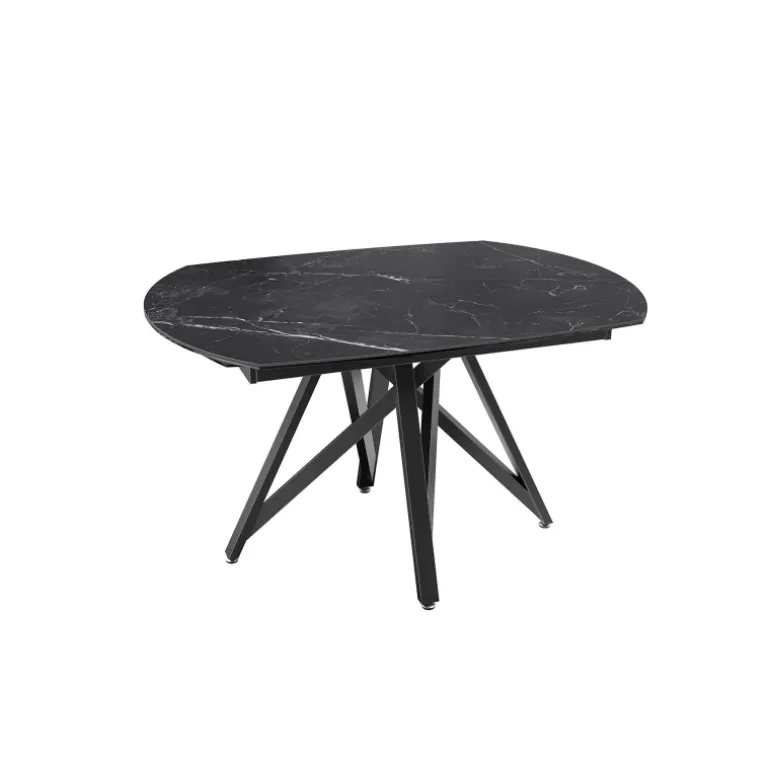 WarholTable moderne en céramique extensible avec pied central design en métal noir