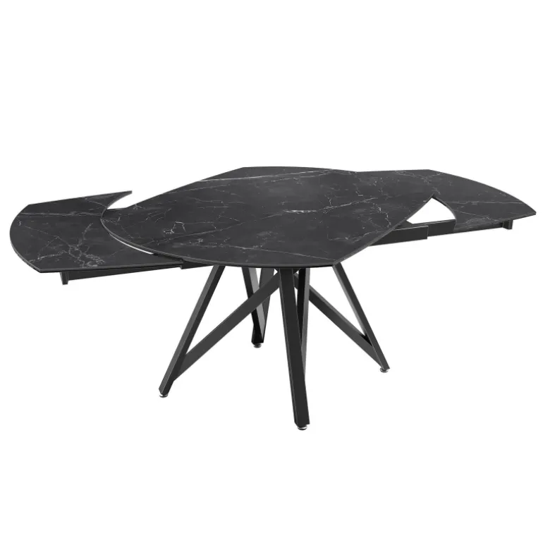 WarholTable moderne en céramique extensible avec pied central design en métal noir