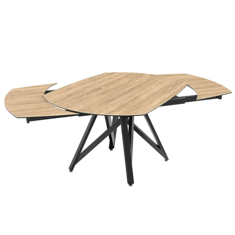 WarholTable moderne en céramique extensible avec pied central design en métal noir
