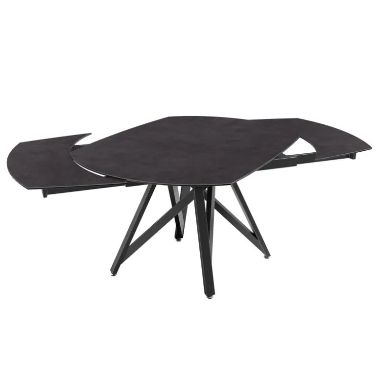 WarholTable moderne en céramique extensible avec pied central design en métal noir
