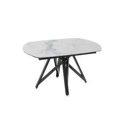 WarholTable moderne en céramique extensible avec pied central design en métal noir