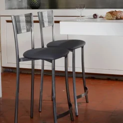 Wasabi Carrier® Tabouret haut en simili et structure en métal fabrication française