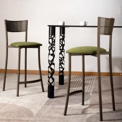Wasabi Carrier® Tabouret haut assise en tissu et structure en métal fabrication française