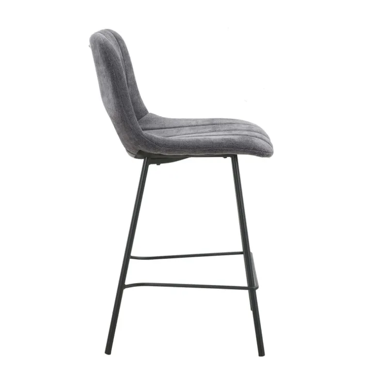 WilliamTabouret cosy en tissu avec pieds en métal noir