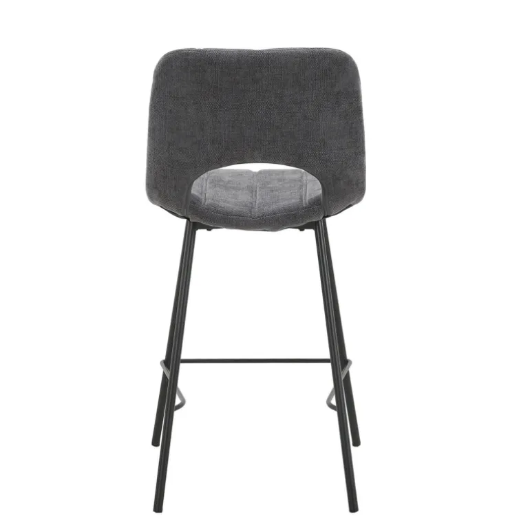 WilliamTabouret cosy en tissu avec pieds en métal noir