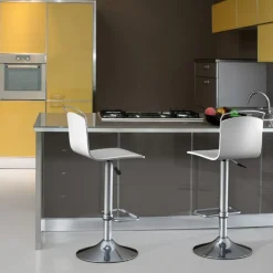 Win Tabouret design réglable et pivotant métal chromé et bois