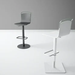 Win Tabouret design réglable et pivotant métal chromé et bois