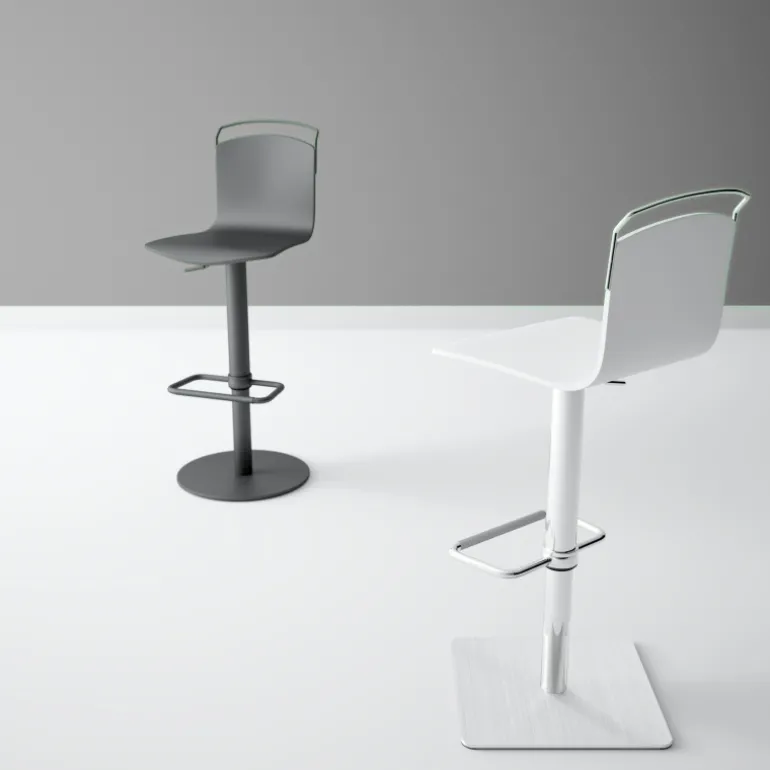 Win Tabouret design réglable et pivotant métal chromé et bois