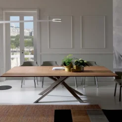 4x4 Table design extensible rectangulaire en bois et métal