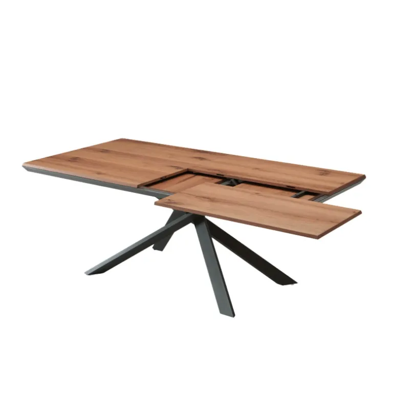 4x4 Table design extensible rectangulaire en bois et métal
