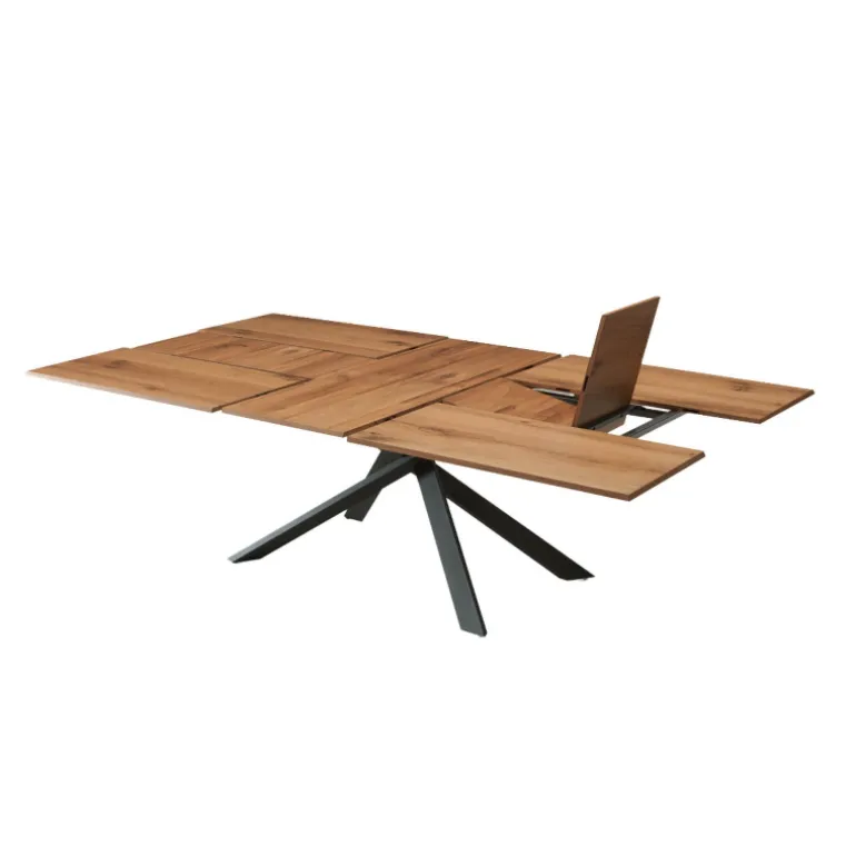 4x4 Table design extensible rectangulaire en bois et métal