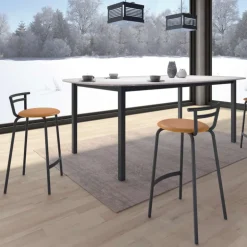 Xélus Carrier® Tabouret snack fabriqué en France assise ronde rembourrée et structure métal