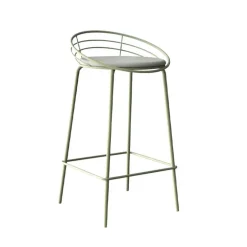 Yaël Carrier® Tabouret haut français rembourré en métal et simili