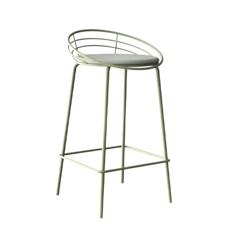 Yaël Carrier® Tabouret haut français rembourré en métal et simili