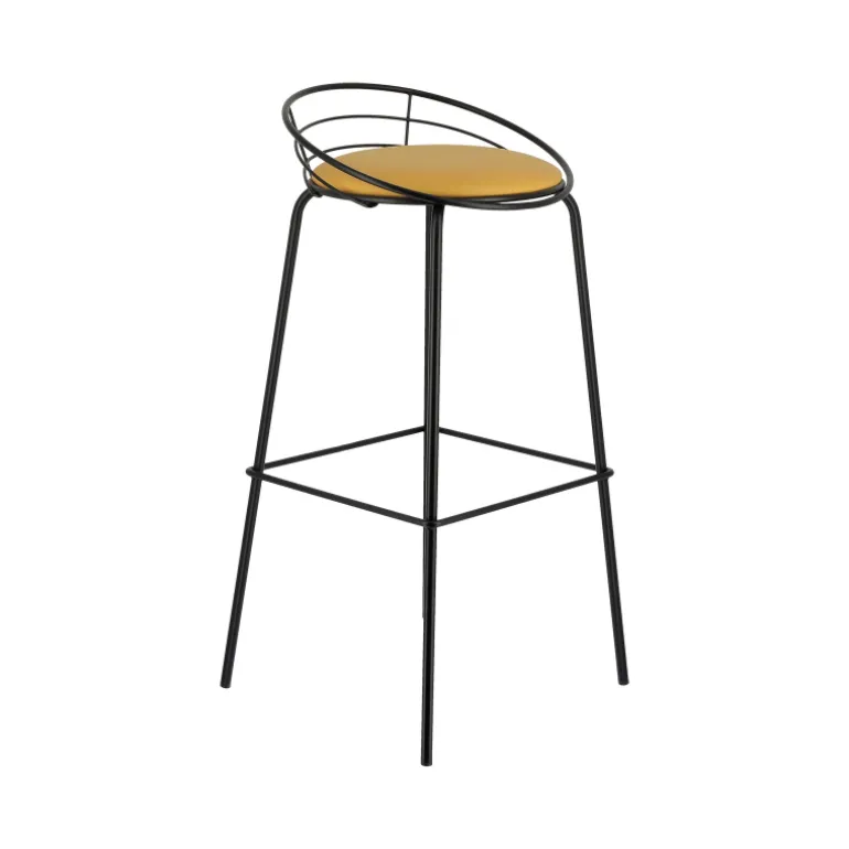 Yaël Carrier® Tabouret haut français rembourré en métal et simili