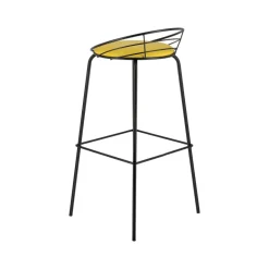 Yaël Carrier® Tabouret haut français rembourré en métal et simili