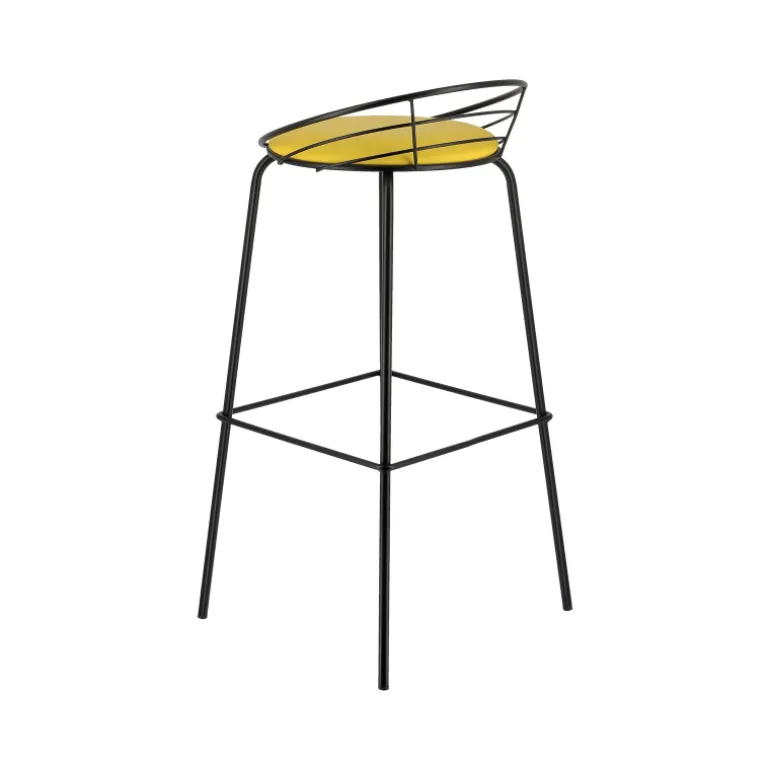 Yaël Carrier® Tabouret haut français rembourré en métal et simili