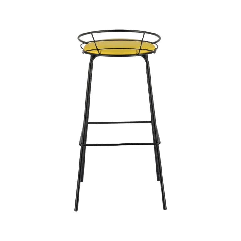 Yaël Carrier® Tabouret haut français rembourré en métal et simili