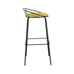 Yaël Carrier® Tabouret haut français rembourré en métal et simili