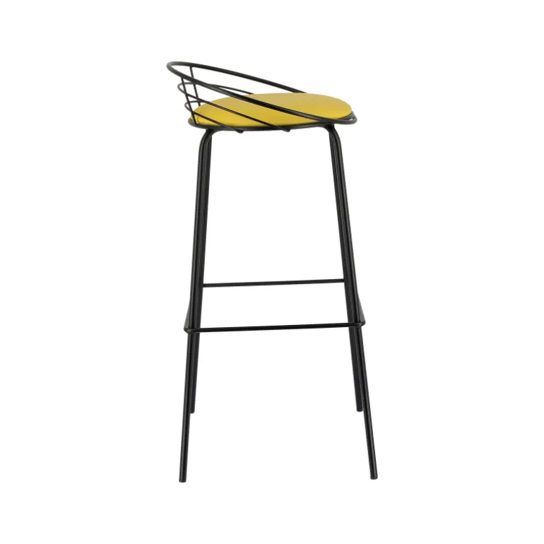 Yaël Carrier® Tabouret haut français rembourré en métal et simili