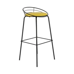 Yaël Carrier® Tabouret haut français rembourré en métal et simili