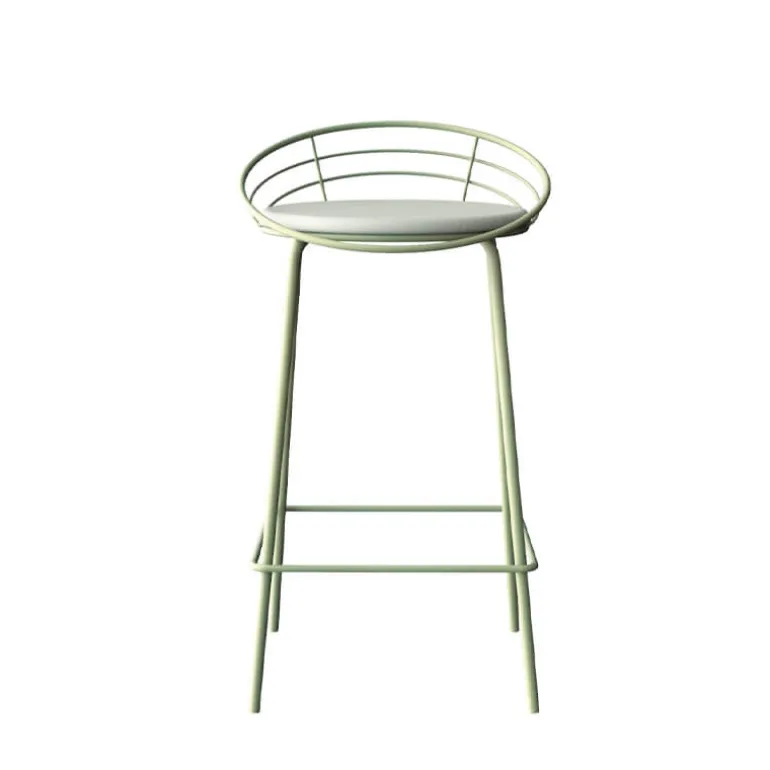 Yaël Carrier® Tabouret haut français rembourré en métal et simili